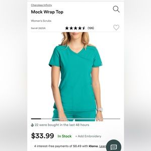 Cherokee infinity turquoise scrub set